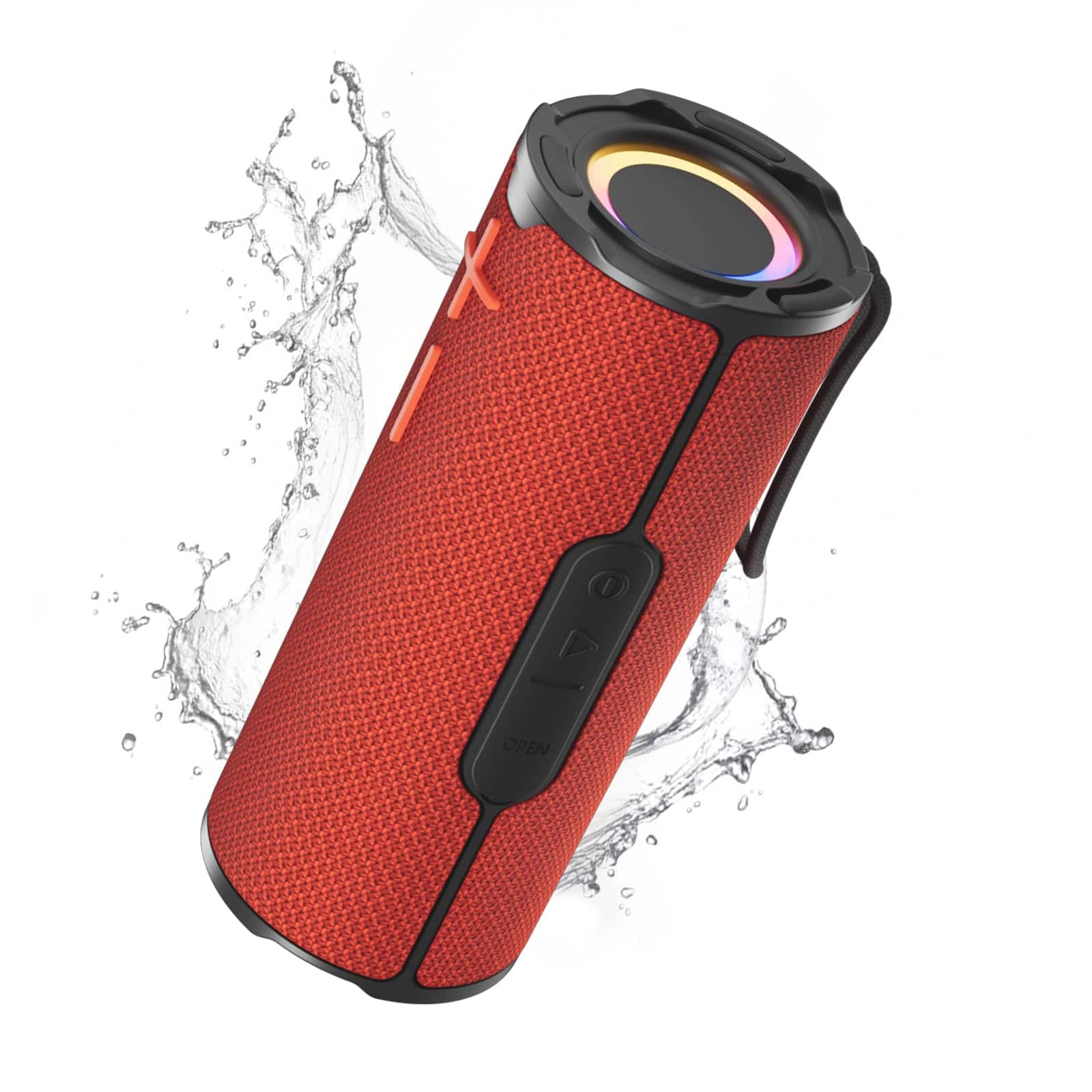 Dazzed Corner - Portable Bluetooth Speaker, Wireless Waterproof Speaker with RGB Lights - Red