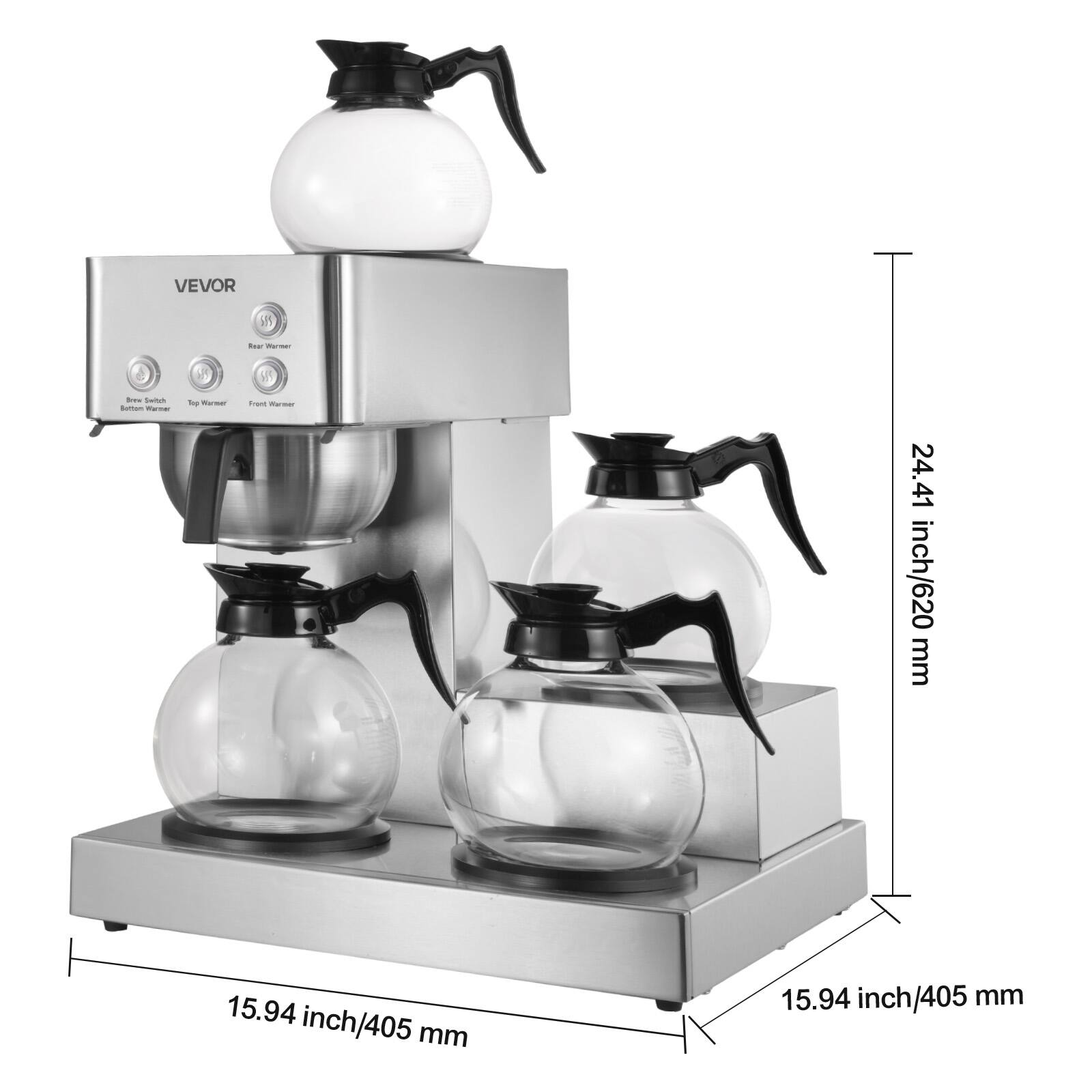 VEVOR

68%

Rear Warmer

Brew Switch Bottom Warmer

6 Top Warmer

SIT Front Warmer

24.41 inch/620 mm

15.94 inch/405 mm

15.94 inch/405 mm