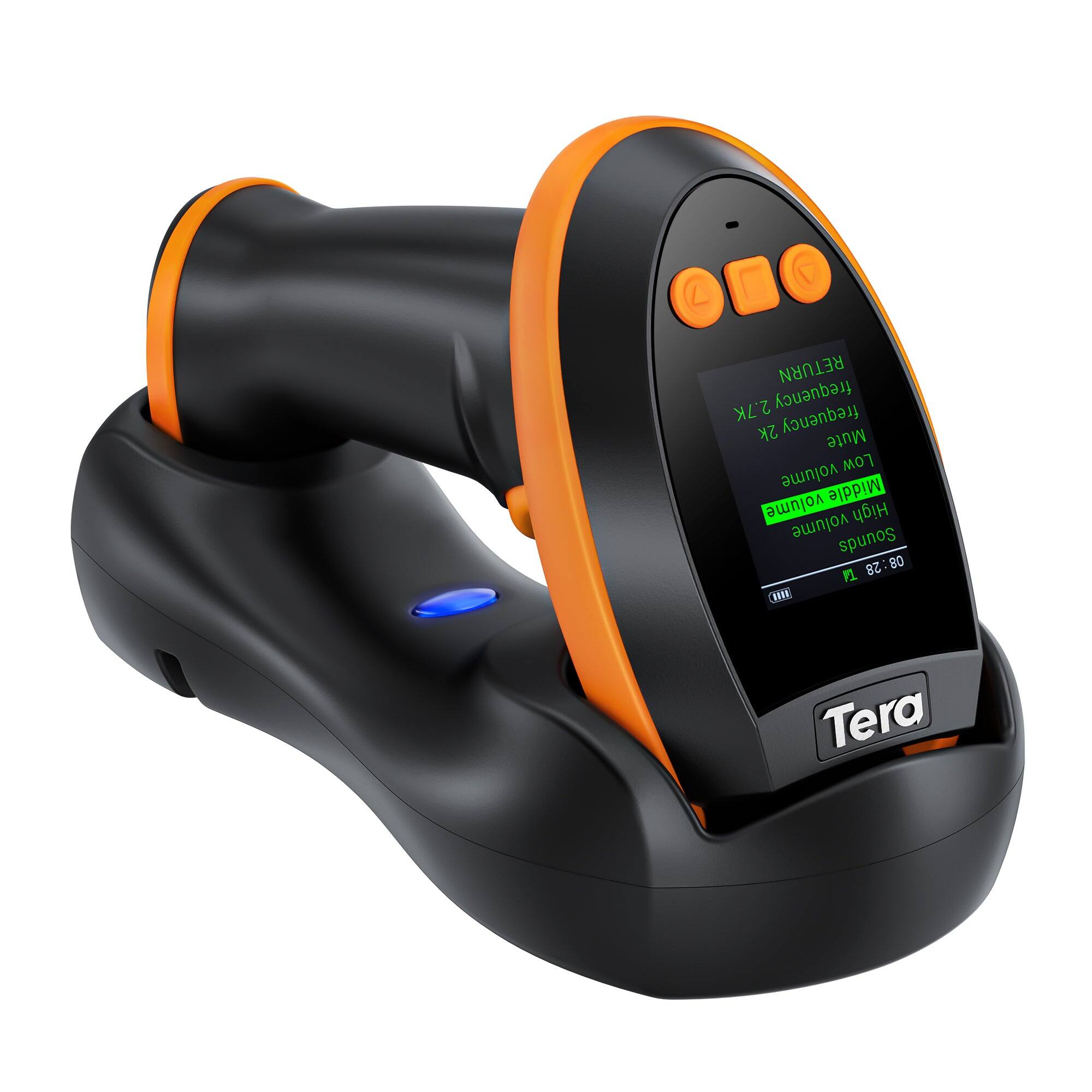 Tera - 1D 2D QR Barcode Scanner Wireless with 3 in 1 Charging Cradle Digital Setting Screen HW0009
