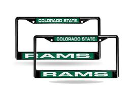 Rico Industries - Colorado State University Rams Black Metal Laser License Plate Frame - Set of 2 Frames - Multi