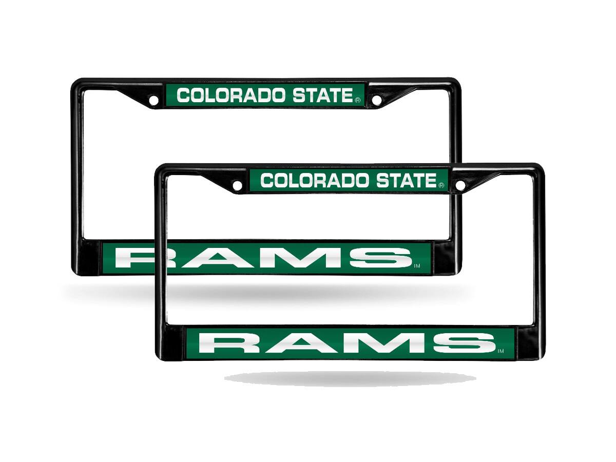 Colorado State University Rams Black Metal Laser License Plate Frame - Set of 2 Frames