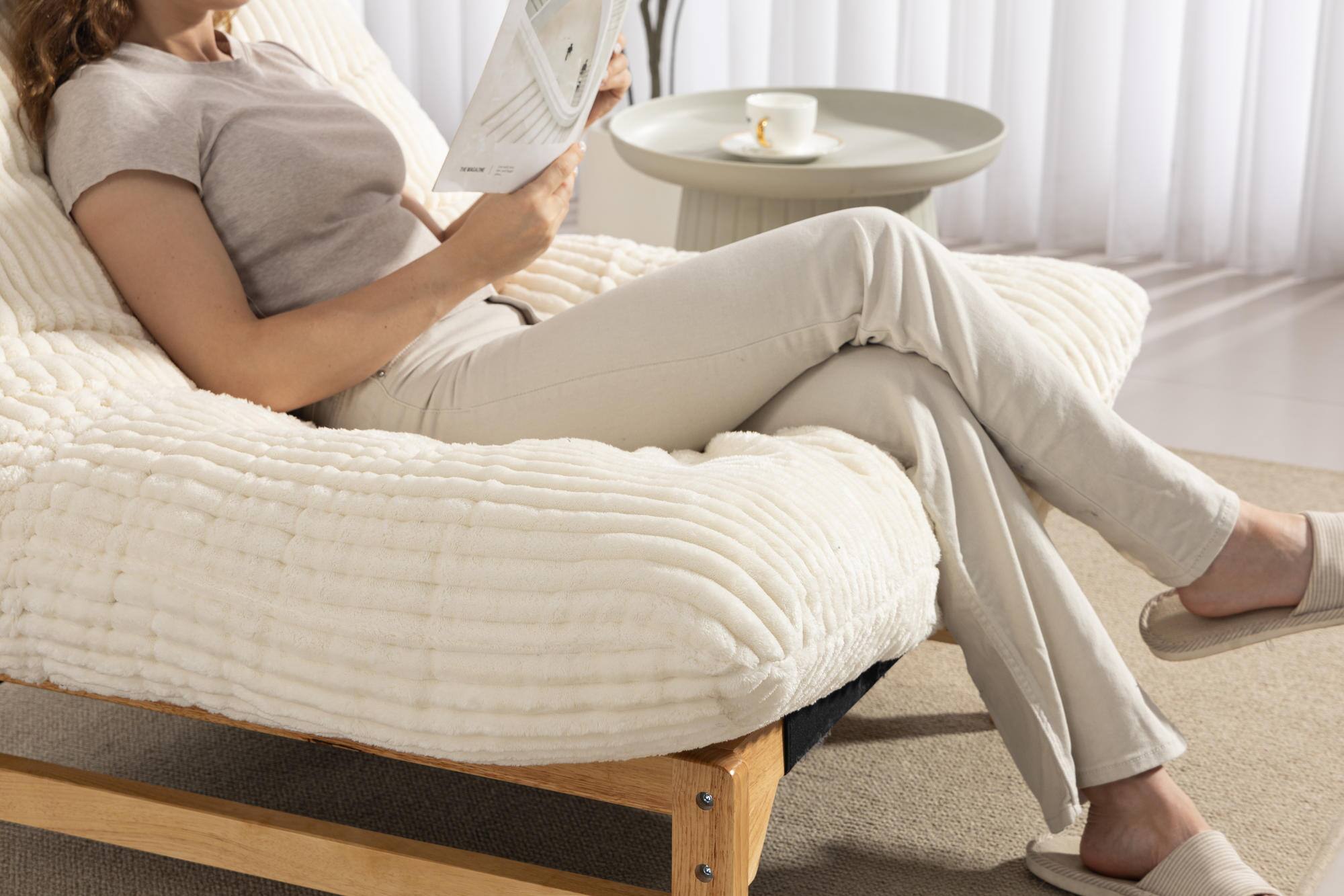 Alt View 4. Meqiodas - Bean bag chair for Adults ,Accent Armless Lazy Sofa, Casual Single Sofa, For Living Room And Bedroom - White.