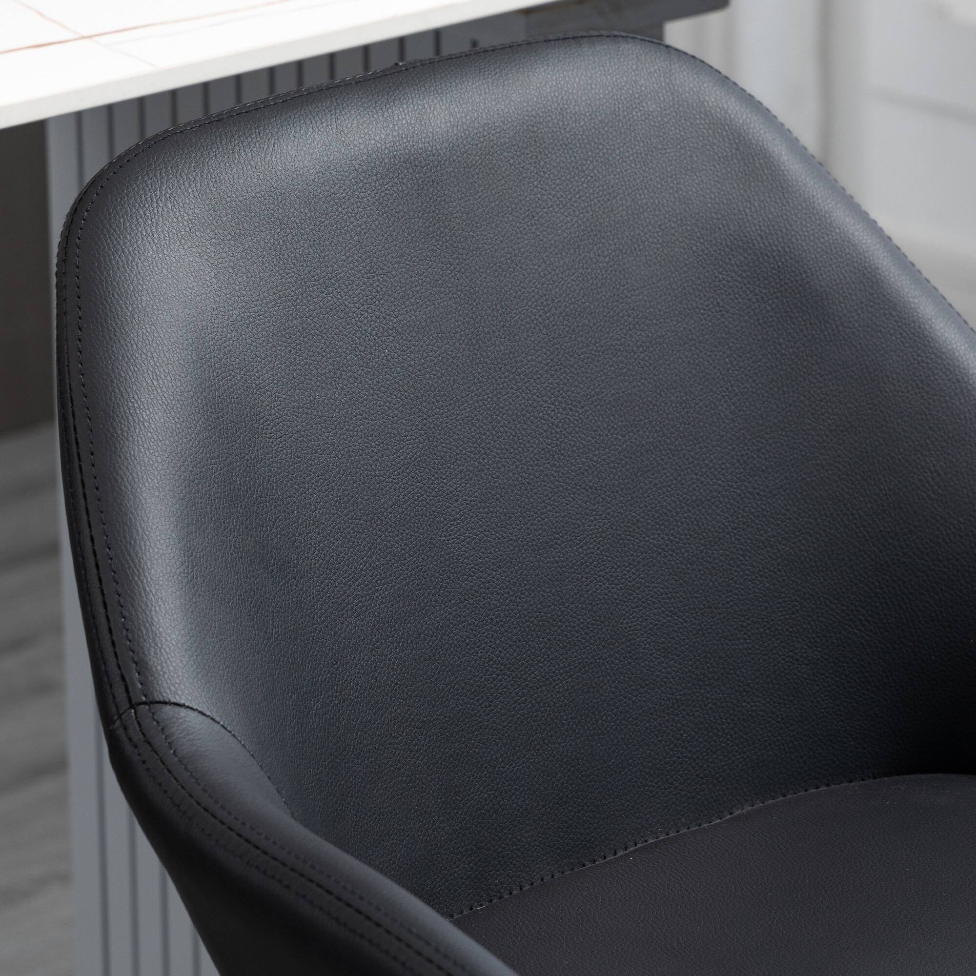 Alt View 7. Homcom - Adjustable Bar Stools, Swivel Counter Height Barstools with Footrest and Back, PU Leather and Steel Round Base - Black.