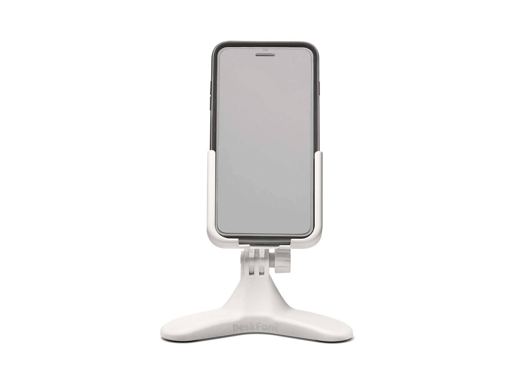 Alt View 1. WeatherTech - DeskFone | Adjustable & Secure Fit Universal Desktop Cell Phone Holder – White Body – Red Metal Knobs - White/Red Metal.