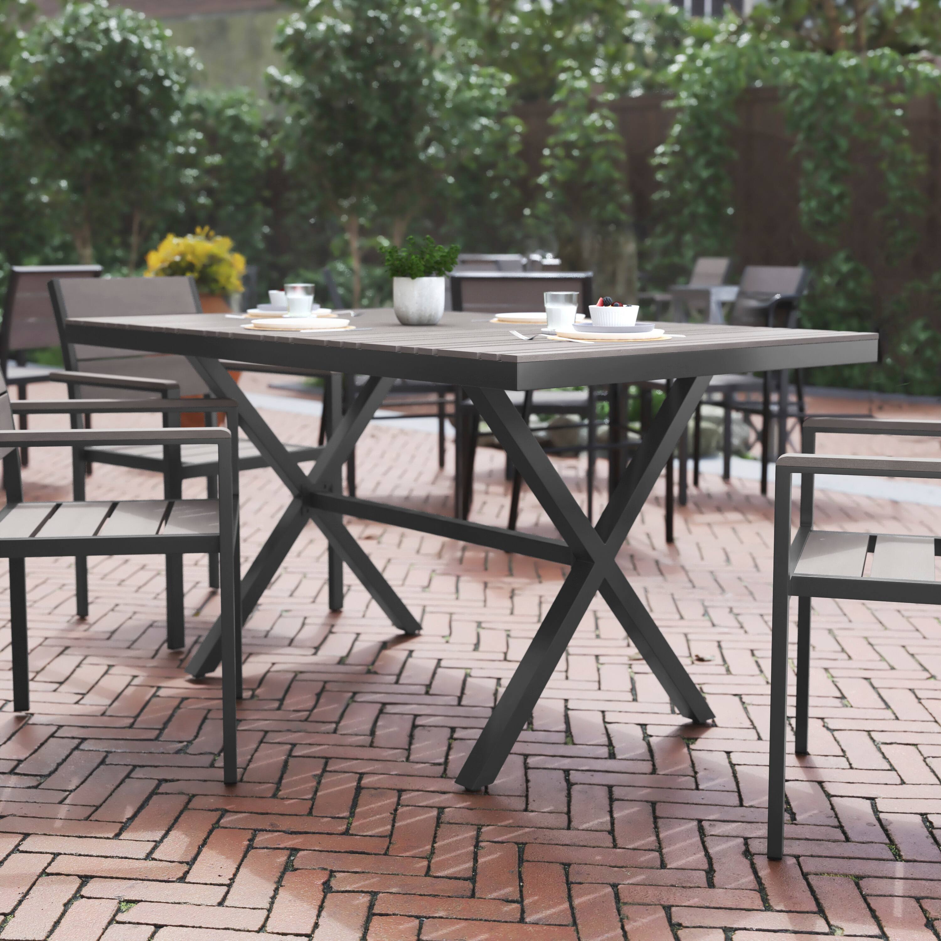 Alt View 1. Flash Furniture - Finch Commercial Grade X-Frame Outdoor Dining Table 59" x 35.5" with Faux Teak Poly Slats and Metal Frame, Gray/Gray - Gray.