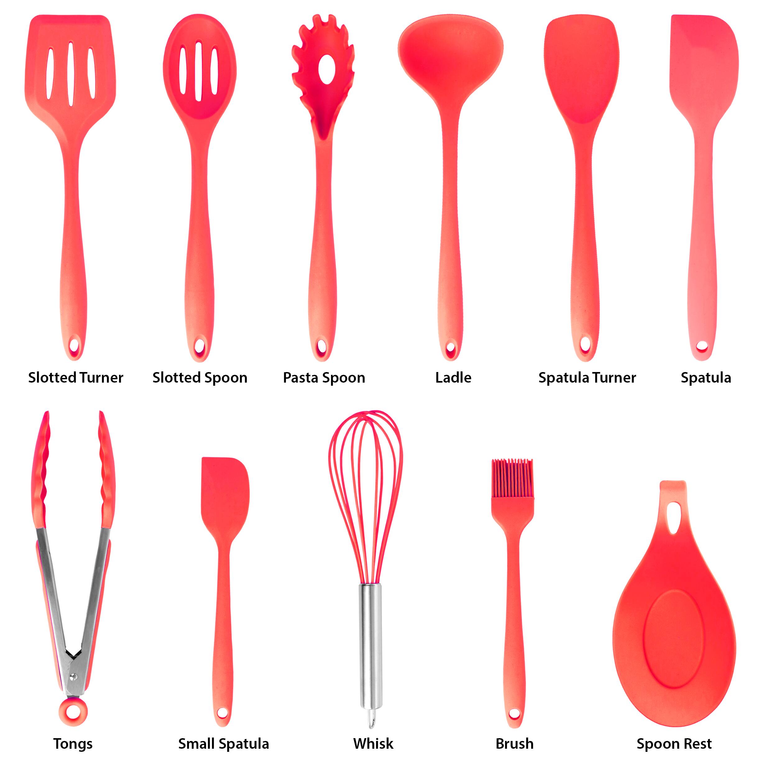 Slotted Turner, Slotted Spoon, Pasta Spoon, Ladle, Spatula Turner, Spatula, Tongs, Small Spatula, Whisk, Brush, Spoon Rest