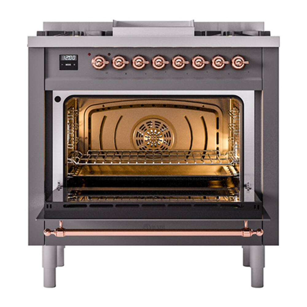 ILVE Nostalgie II Series 36 in. Dual Fuel Range with 6 Sealed Burners ...