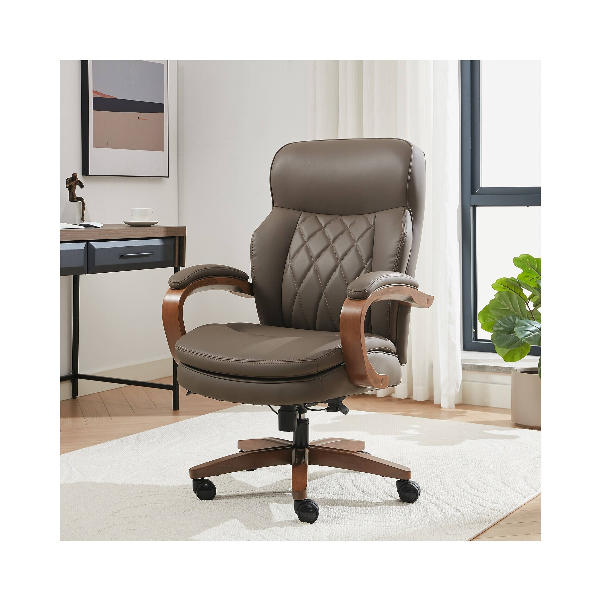 Alt View 1. La-Z-Boy - Colston Ergonomic Vegan Leather Swivel Executive Chair (60120-MBRN) - Mocha Brown.