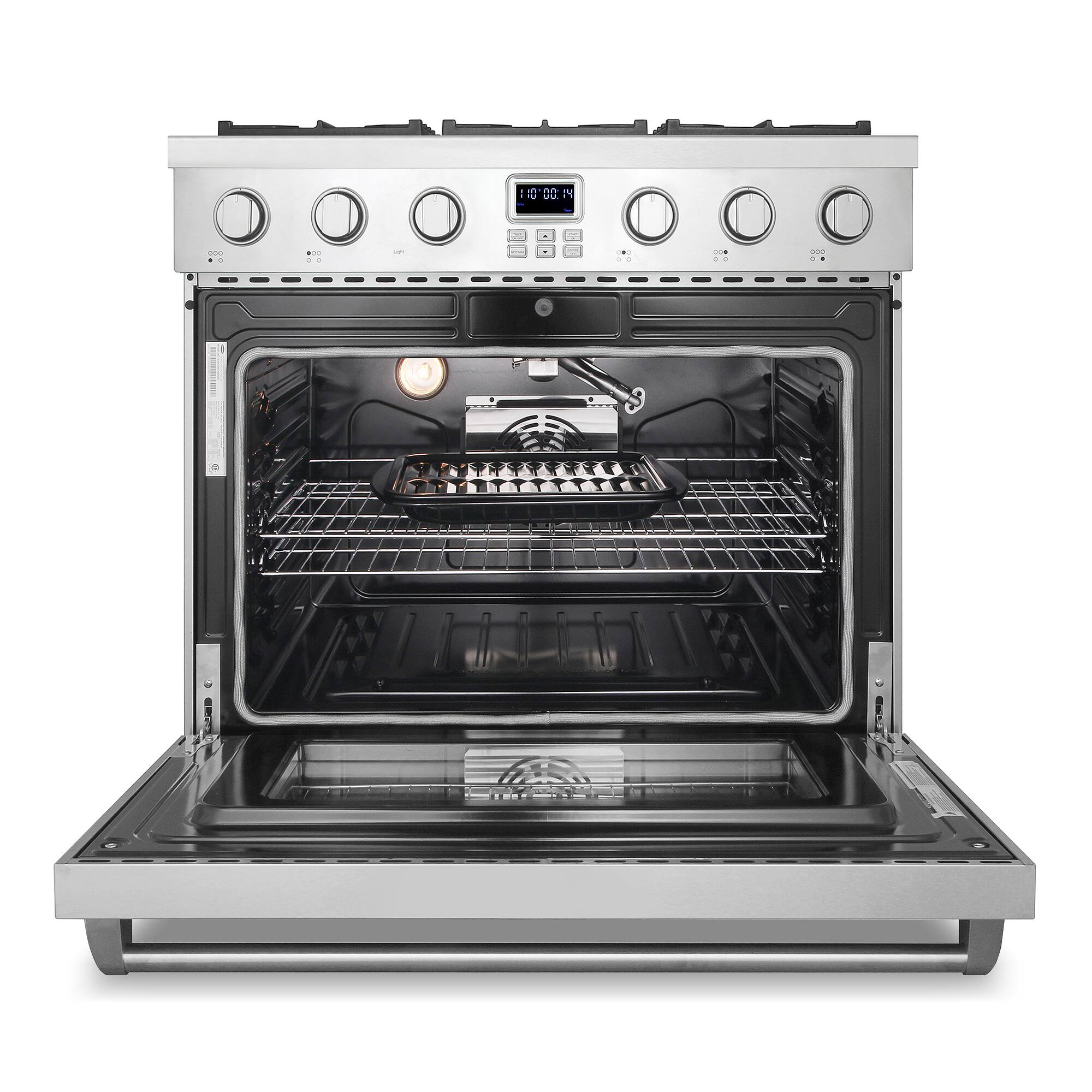 Alt View 5. COSMO - COS-GRC366KB 36 in. Lumin Collection 6.0 cu. ft. Gas Range with 6 Sealed Burners and Convection Oven - Stainless Steel.