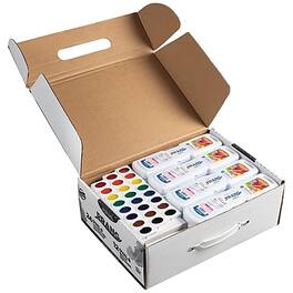 Prang - Semi-Moist Watercolor Set with Brush, Oval Pan, Master Pack, 36/Box - Assorted Colors