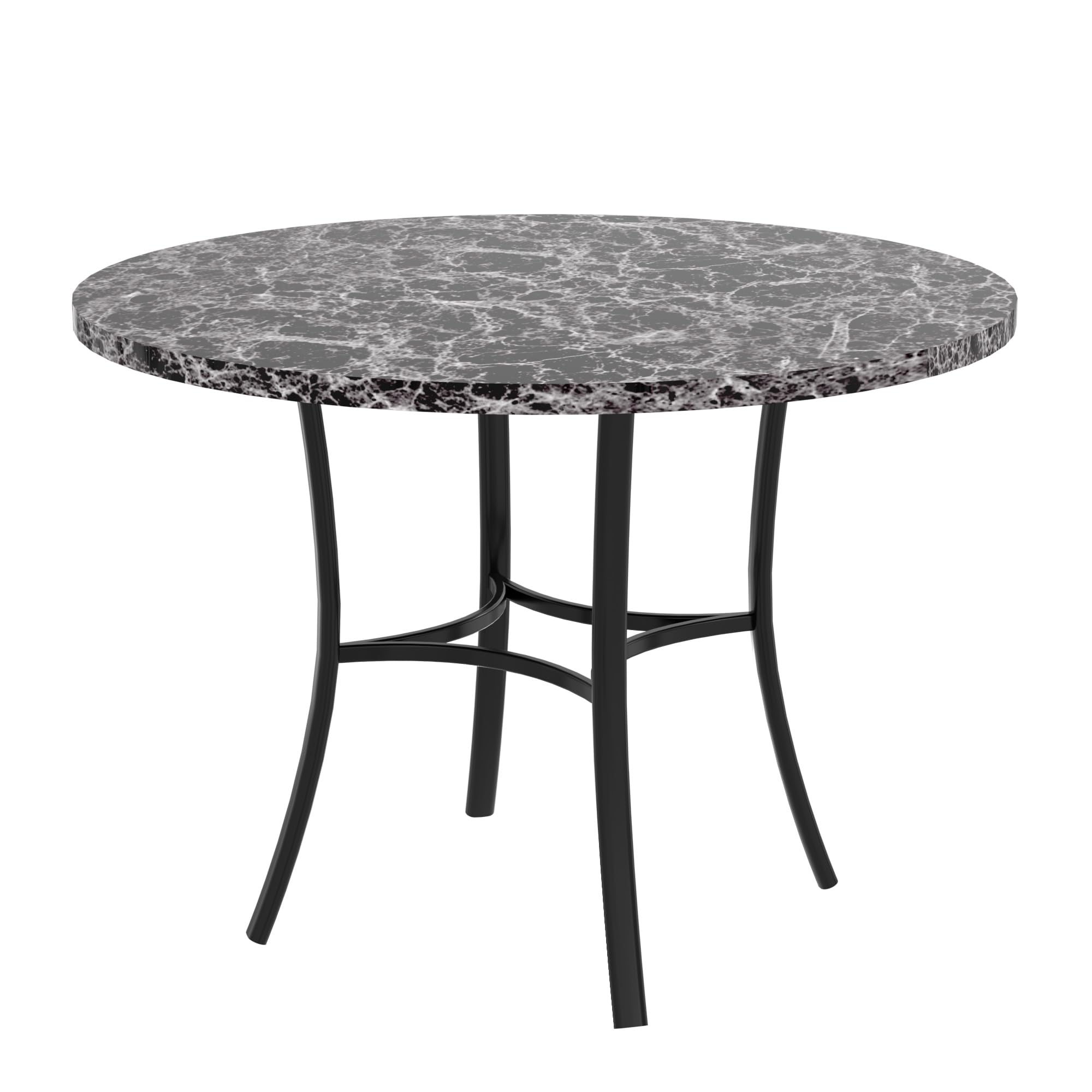 Alt View 5. MAGICAL RUBS - 36" Round Dining Table For 4  Faux Marble Dinette With Metal Frame Kitchen Apartment Home Space-saving Grey - Grey.