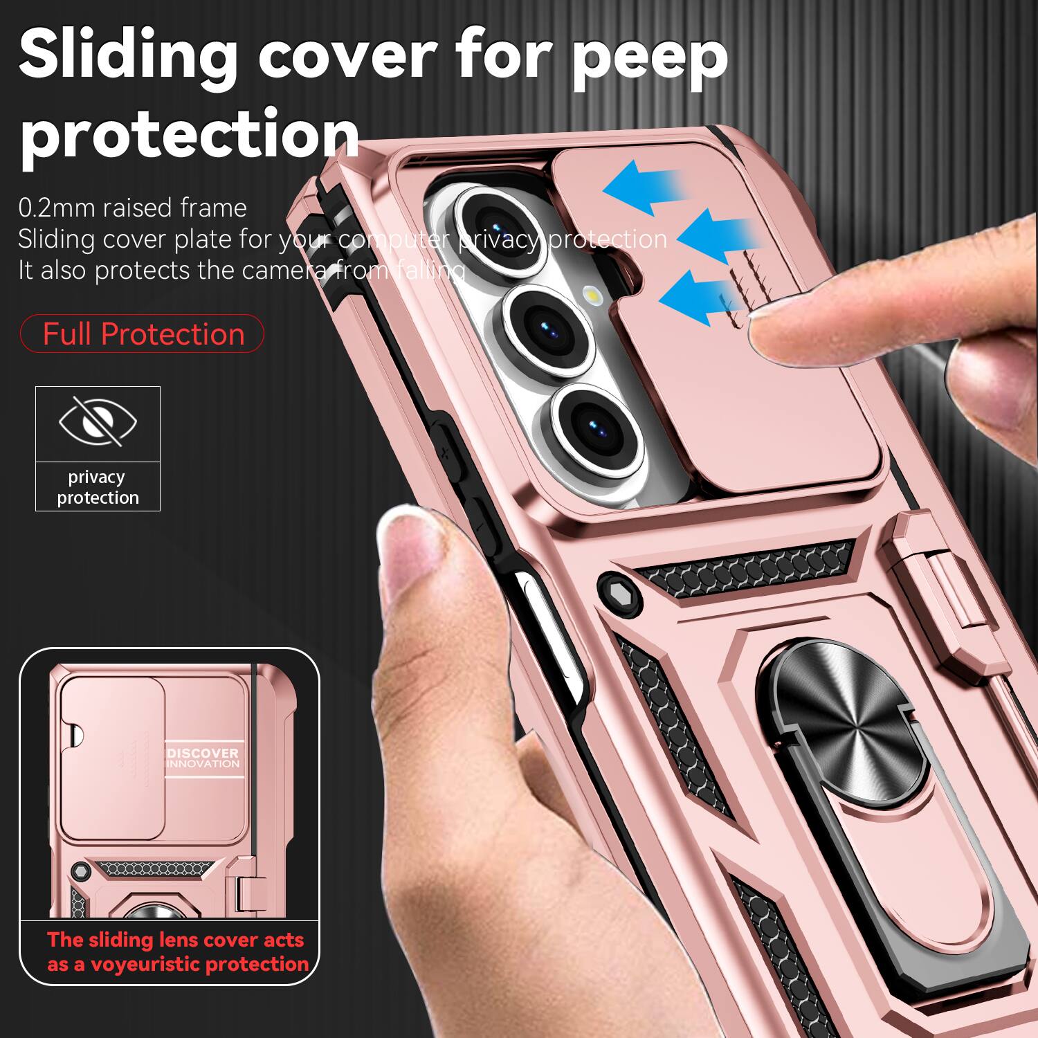 Sliding cover for peep protection  
0.2mm raised frame  
Sliding cover plate for your computer privacy protection  
It also protects the camera from falling  
Full Protection  
The sliding lens cover acts as a voyeuristic protection