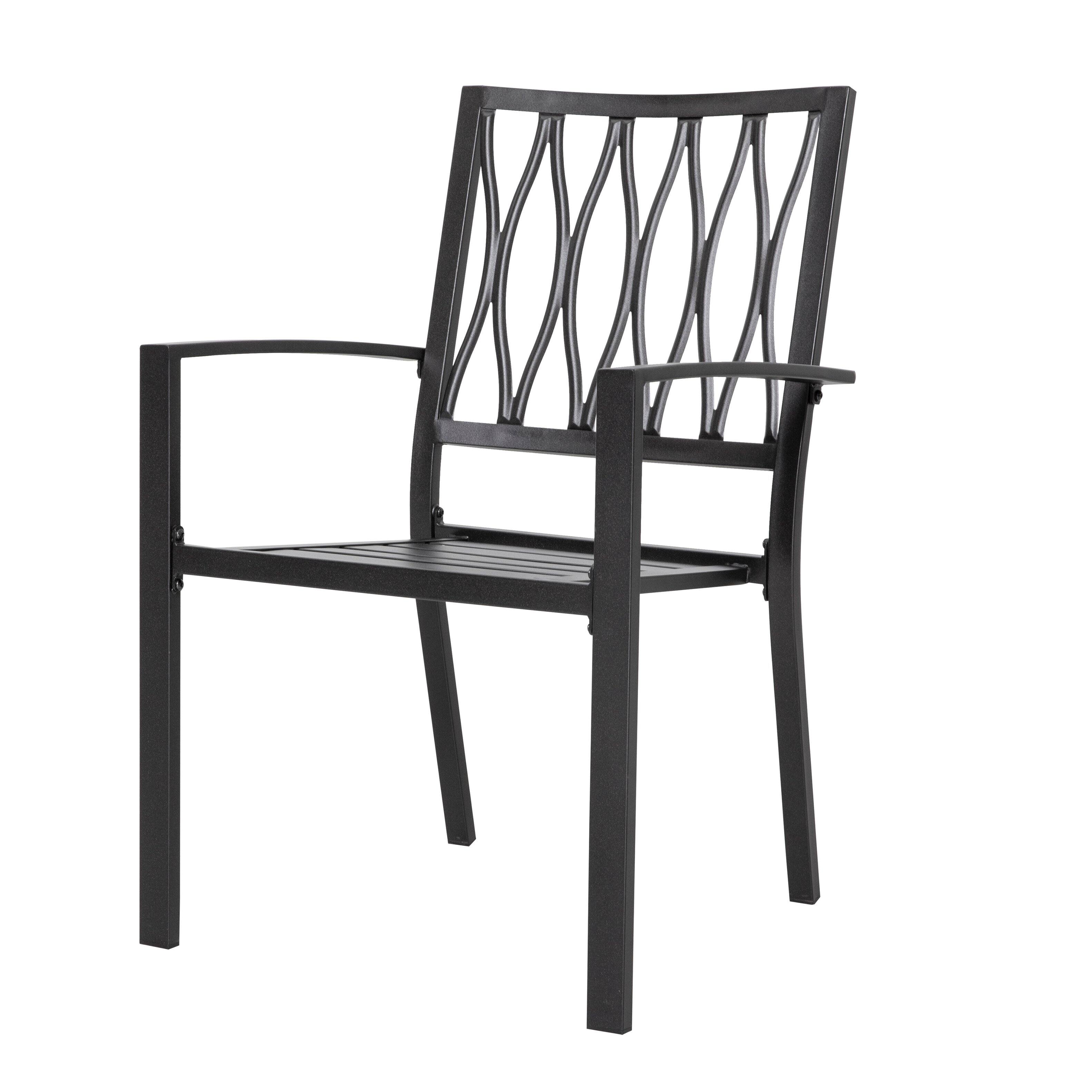 Alt View 7. Nuu Garden - Set of 2 Outdoor Patio Chairs, Powder-Coated Iron Frame Bistro & Dining Chairs for Garden - Black.