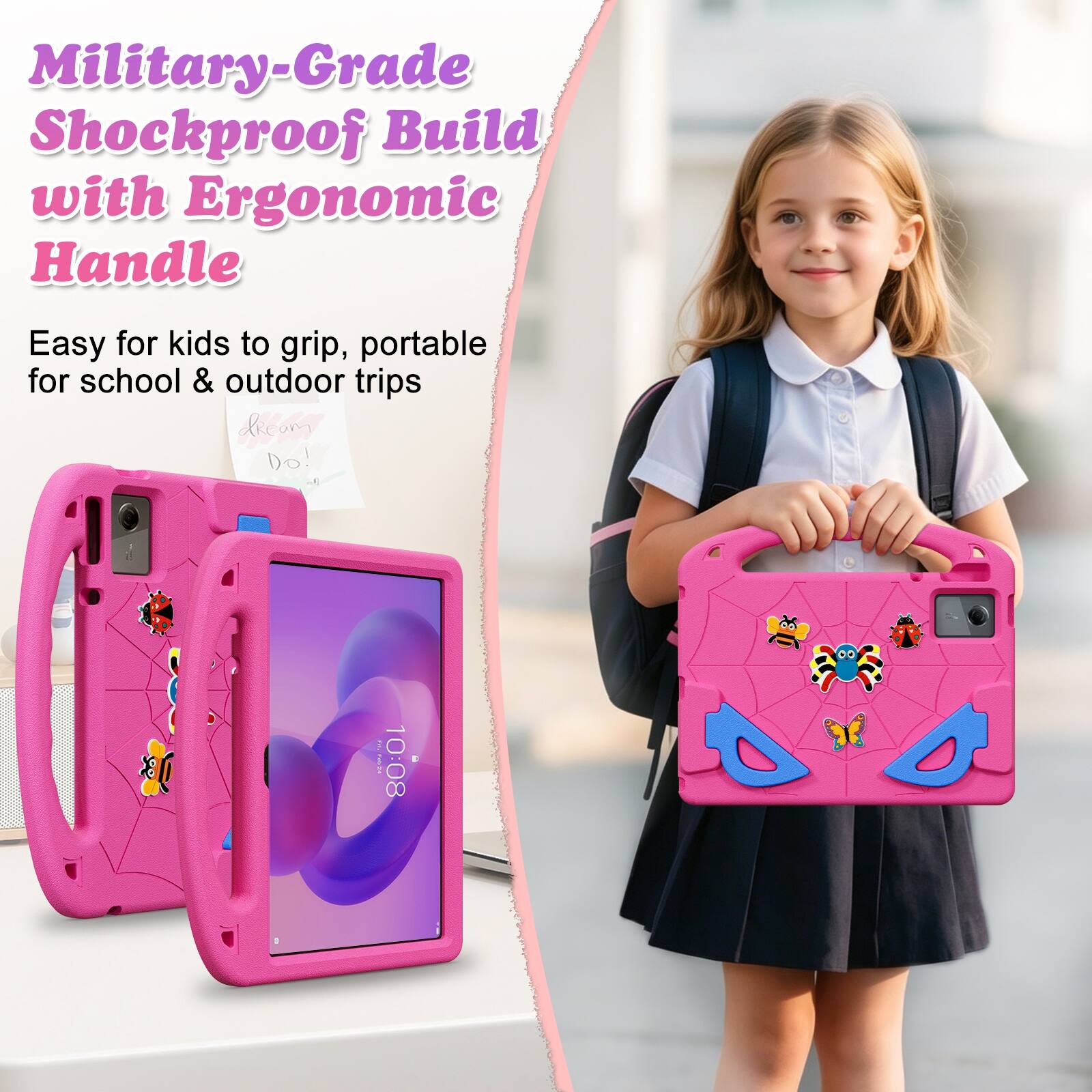 Military-Grade Shockproof Build with Ergonomic Handle  
Easy for kids to grip, portable for school & outdoor trips  
- HOT  
10:08