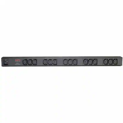 Front. APC - APC NetShelter Basic Rack PDU, 0U, 16A, 208/230V, 15 C13 outlets - Basic - IEC 60320 C20 - 15 x IEC 60320 C13 - 200 V - Unknown.