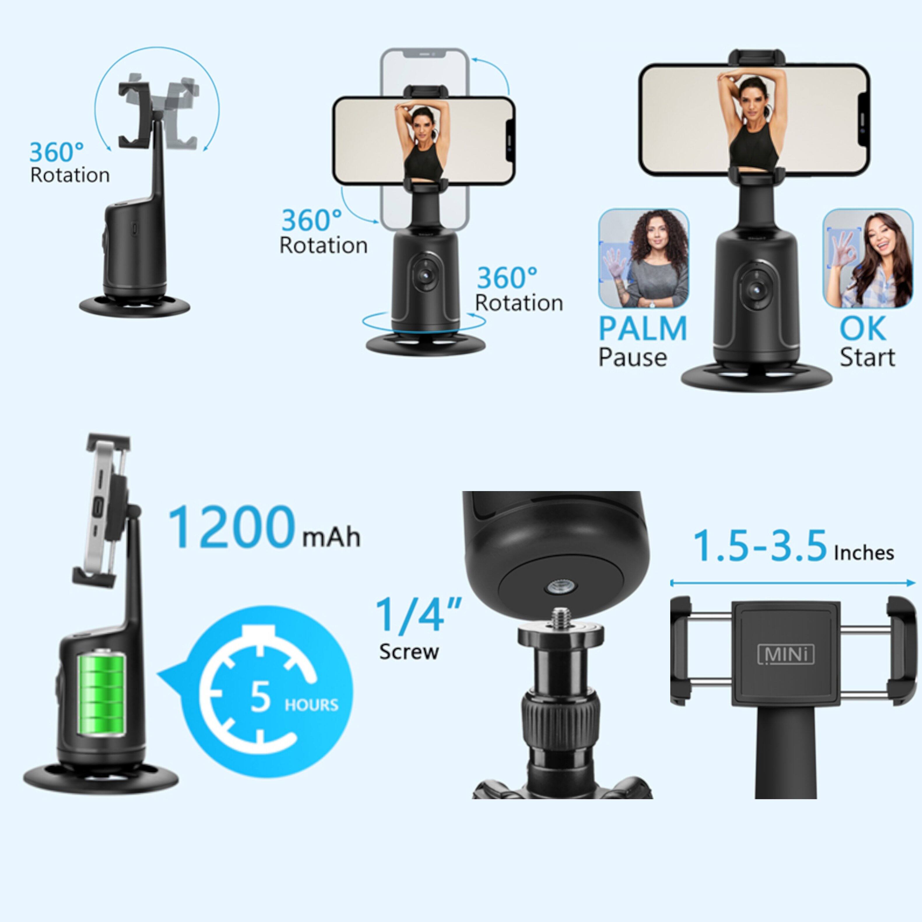360° Rotation  
PALM Pause OK Start  
1200 mAh  
1/4" Screw  
5 HOURS  
1.5-3.5 Inches  
MINI