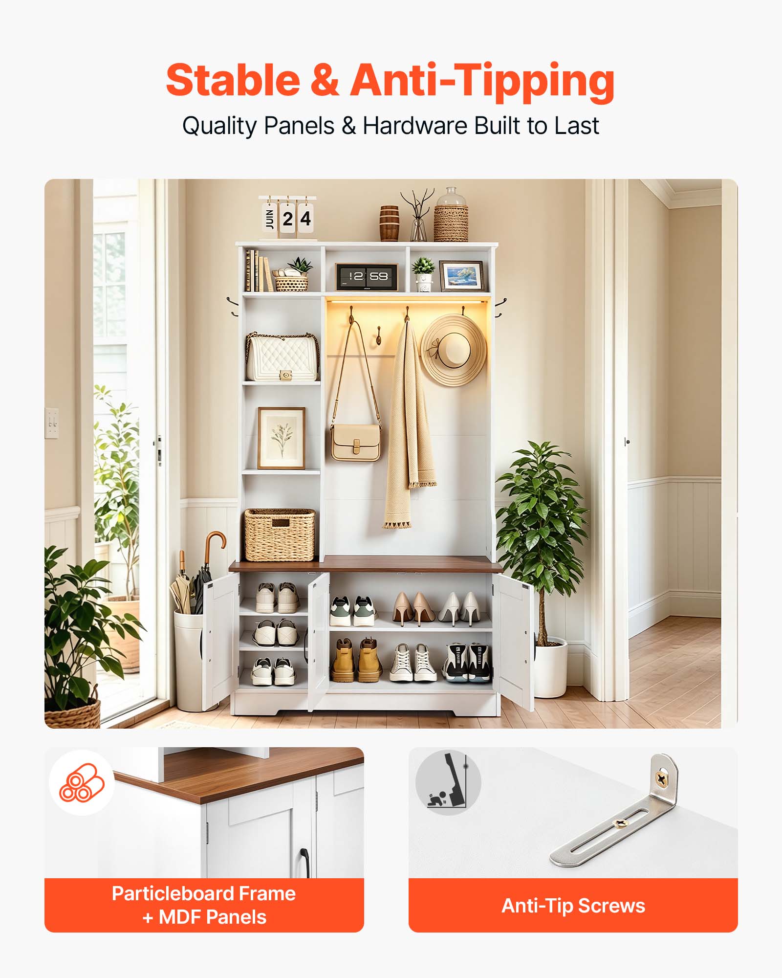 Stable & Anti-Tipping  
Quality Panels & Hardware Built to Last  

JUN 24  
12 59  

Particleboard Frame + MDF Panels  
Anti-Tip Screws