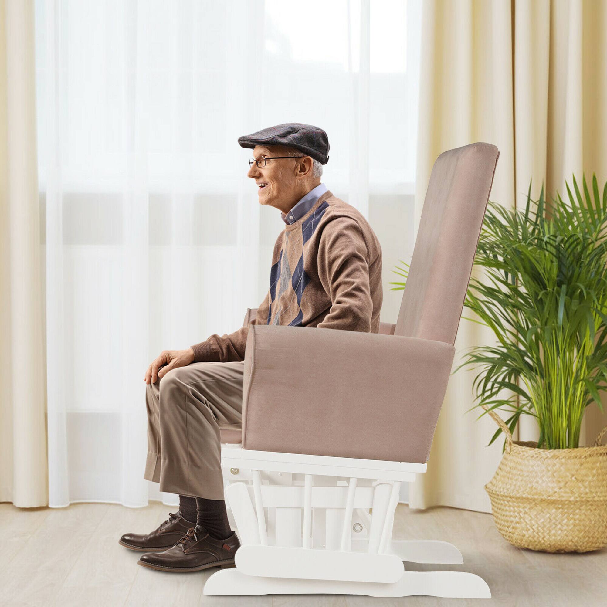 Alt View 3. Gymax - Gymax Glider and Ottoman Cushion Set Wooden Baby Nursery Rocking Chair Pink - Pink.