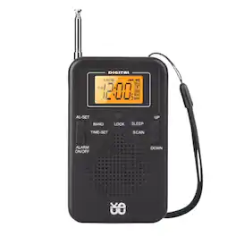 Stock Preferred - Portable Pocket AM/FM Radio with Digital LCD & Speaker - Black