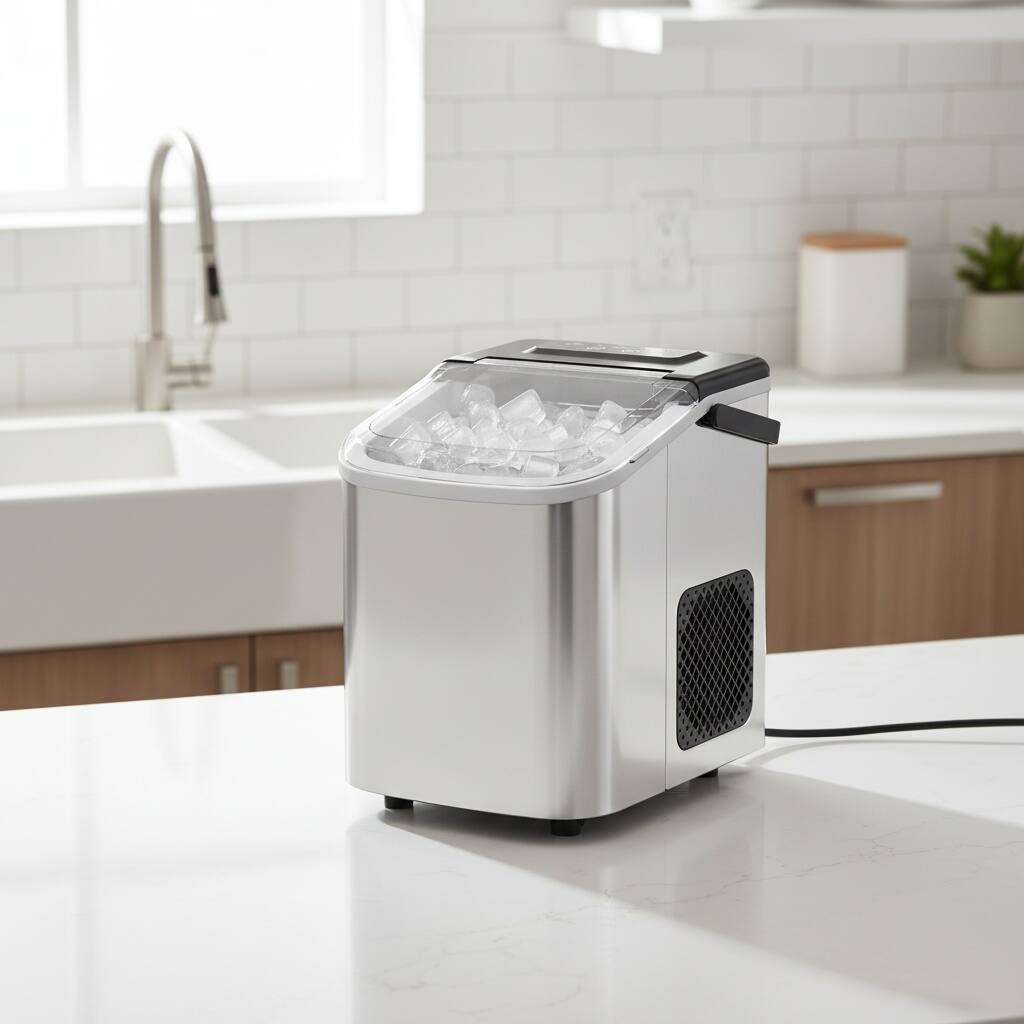 Angle. Forest'nSky - Portable Outdoor Ice Maker - 26 lb/day Bullet Ice, BPA-Free PVC, Fast for Coffee, Car Fridge & Cocktails,Silver - Silver.