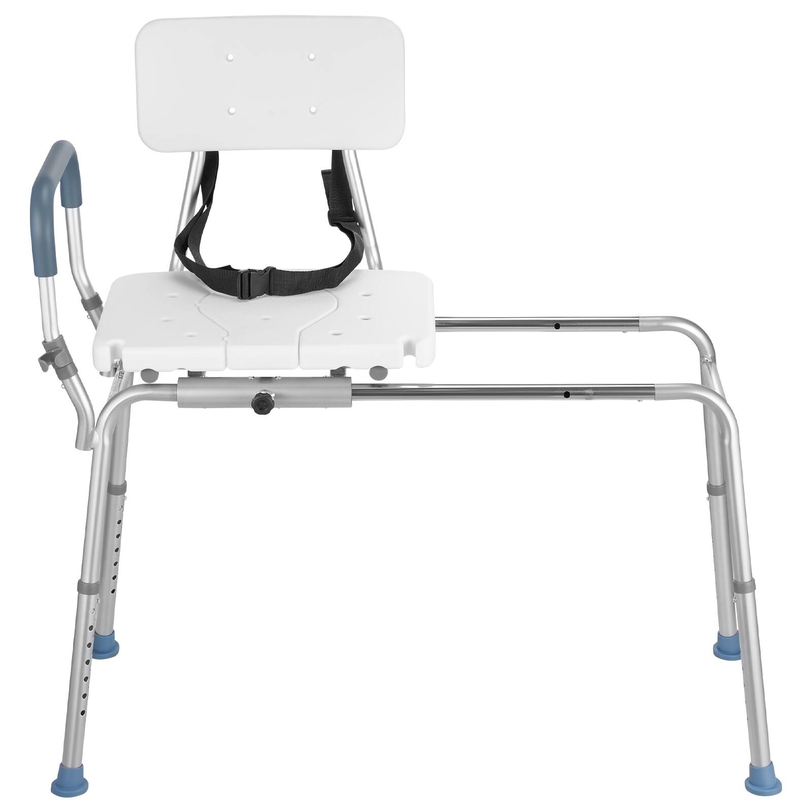 Alt View 5. VEVOR - Sliding Shower Chair, 400 lbs Capacity Tub Transfer Bench for Bathtub, Heavy Duty Shower Bench with Arms and Backrest - White.