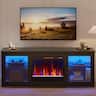 Bestier - 63" Gaming TV Stand with 23" Wide Fireplace & RGB Lights Storage Cabinet for up to 70" TVs Entertainment Center - Black