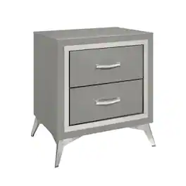 FurniFact - Bedroom Nightstand with Full Extension Drawer Glides and Modern Design - Gray
