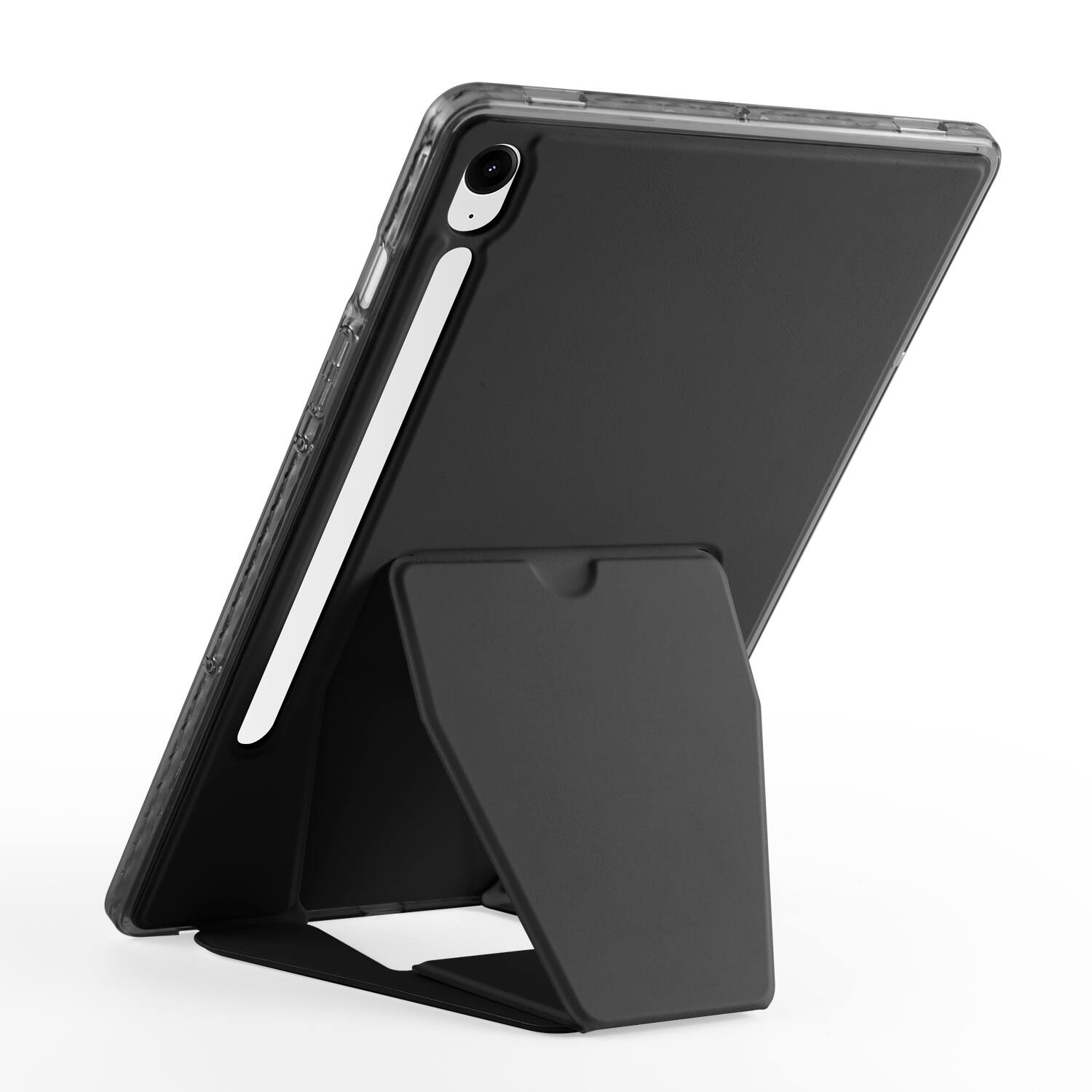 Left. Dteck - Slim Faux Leather Case for Samsung Galaxy Tab S10 FE / S10 / S9 / S9 FE,Soft Silicone Bumper Shell with Foldable Stand - Black.
