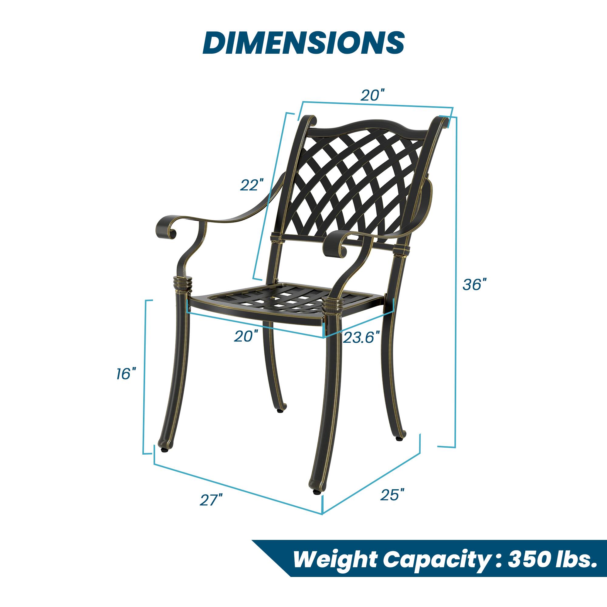 DIMENSIONS  
20" 22" 36" 20" 23.6" 16" 27" 25"  
Weight Capacity: 350 lbs.