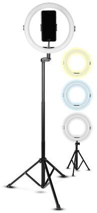 Pyle - SQUATZ 11’’ LED 12W Selfie Ring Light with Wired Control, 3 Color Modes, 10 Brightness Levels, Tripod Stand