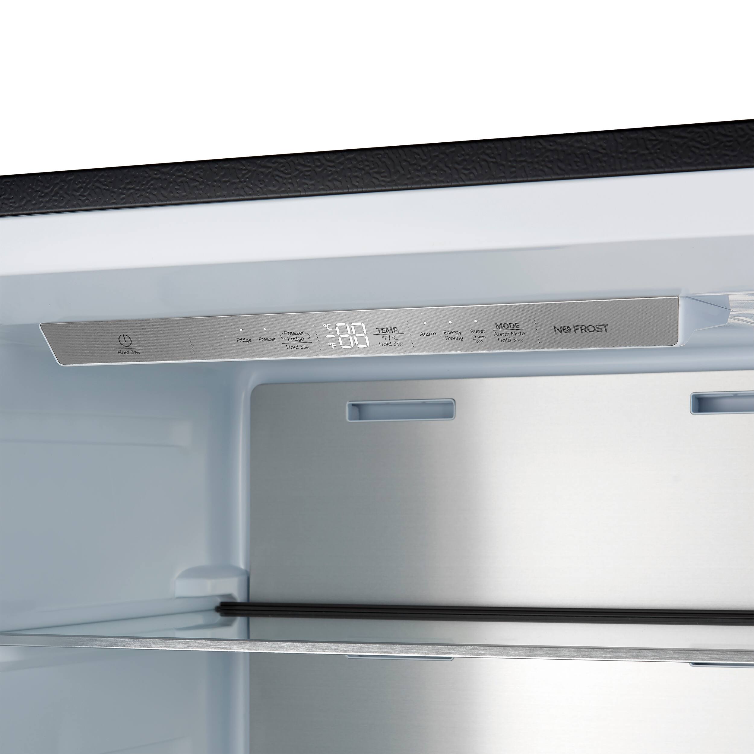 MAis i 1L brdge Tramue Frige 1nin ta C TRAI  RB Vis - RC fsa MODE Alorm neraa - Mute AomH Seving - i Uoold H NO FROST

TEMP. Hold 3 sec
Alarm
Energy Saving
Super Cool
Alarm Mute
Hold 3 sec

MODE
Hold 3 sec

NO FROST