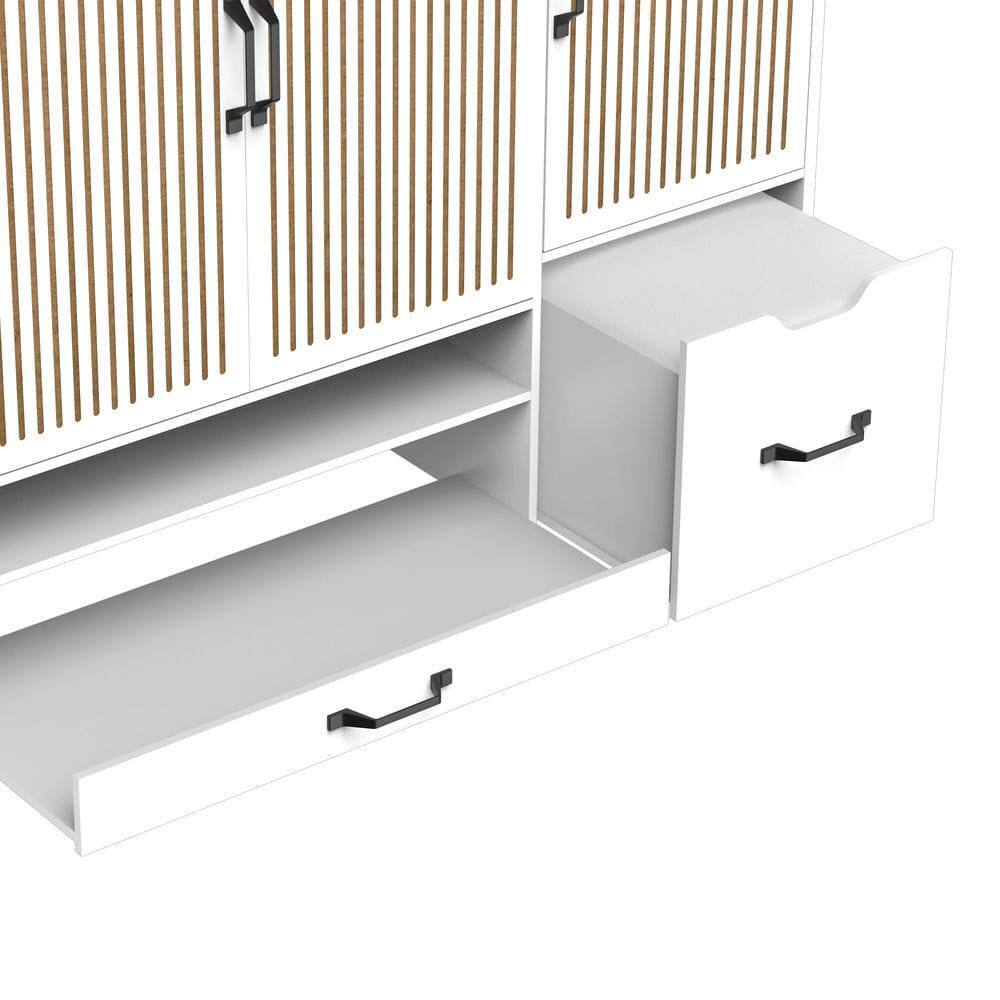 Alt View 8. Kadyn - Multi-Functional Shoe Cabinet with Stool and Adjustable Shelves - White - White.