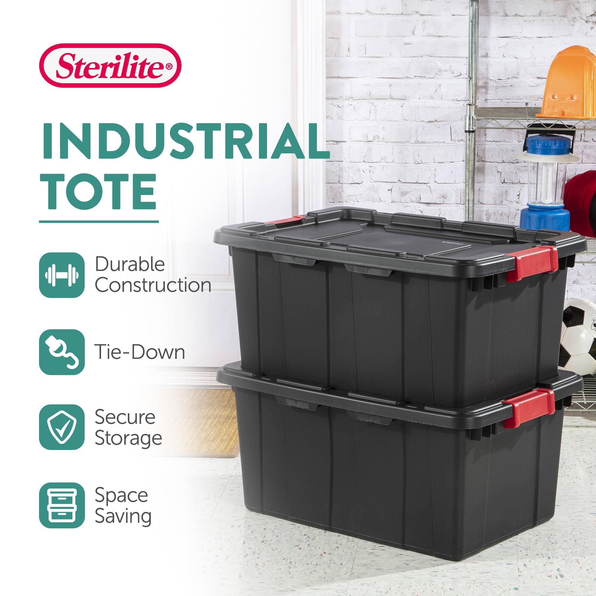 Sterilite INDUSTRIAL TOTE

- Durable Construction
- Tie-Down
- Secure Storage
- Space Saving