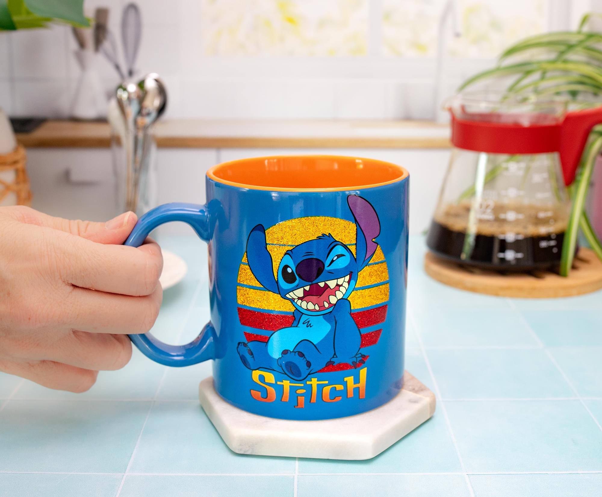 Alt View 2. Silver Buffalo - Disney Lilo & Stitch Sunset Ceramic Glitter Mug | Holds 20 Ounces - Blue.