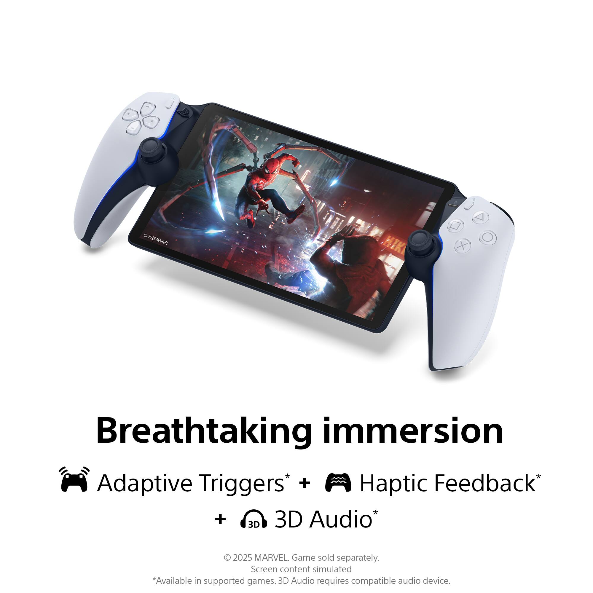 Breathtaking immersion  
Adaptive Triggers* + Haptic Feedback* + 3D Audio*  

2025 MARVEL. Game sold separately.  
Screen content simulated  
*Available in supported games. 3D Audio requires compatible audio device.