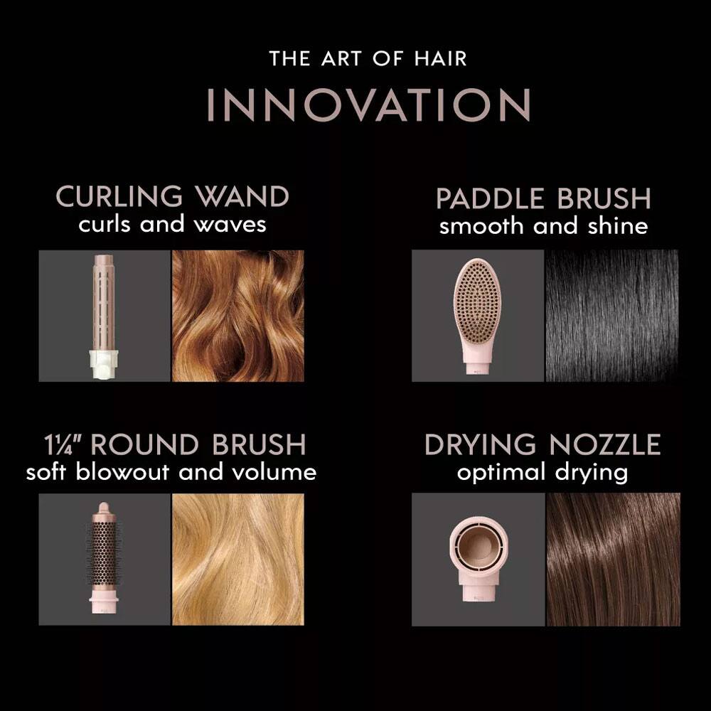 THE ART OF HAIR INNOVATION

CURLING WAND
curls and waves

PADDLE BRUSH
smooth and shine

1 1/4" ROUND BRUSH
soft blowout and volume

DRYING NOZZLE
optimal drying