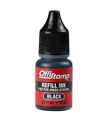 Offistamp  
REFILL INK FOR PRE-INKED STAMPS  
BLACK  
.33 fl oz. 10 ml