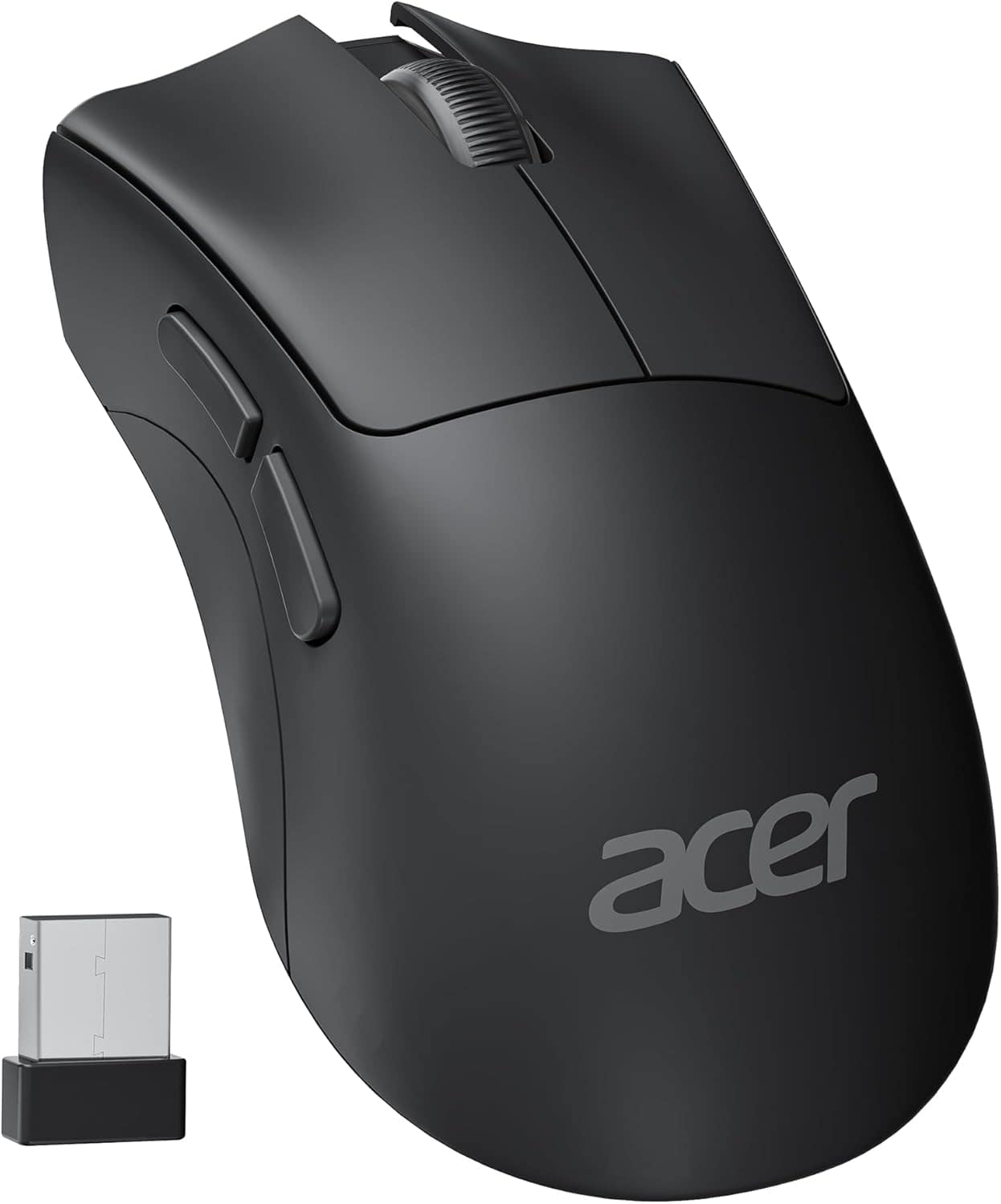 Front. Acer - Acer Wireless Mouse, 1200 DPI Computer Mouse for Laptop with 2.4GHz USB A Receiver, 5 Buttons - Black.