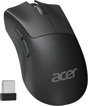 Front. Acer - Acer Wireless Mouse, 1200 DPI Computer Mouse for Laptop with 2.4GHz USB A Receiver, 5 Buttons - Black.