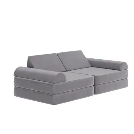 Front. Flash Furniture - Marlowe 56" Modular Kids Play Couch with 6 Soft Foam Sectional Sofa Pieces in Gray - Gray.