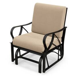 Gymax - Patio Glider Chair Outdoor Metal Glider w/ Seat & Back Cushions Backyard Poolside - Tan