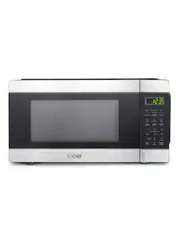 Commercial Chef - Countertop Microwave 1.1 Cu. Ft. with 10 Power Levels, and Black - Stainless Steel