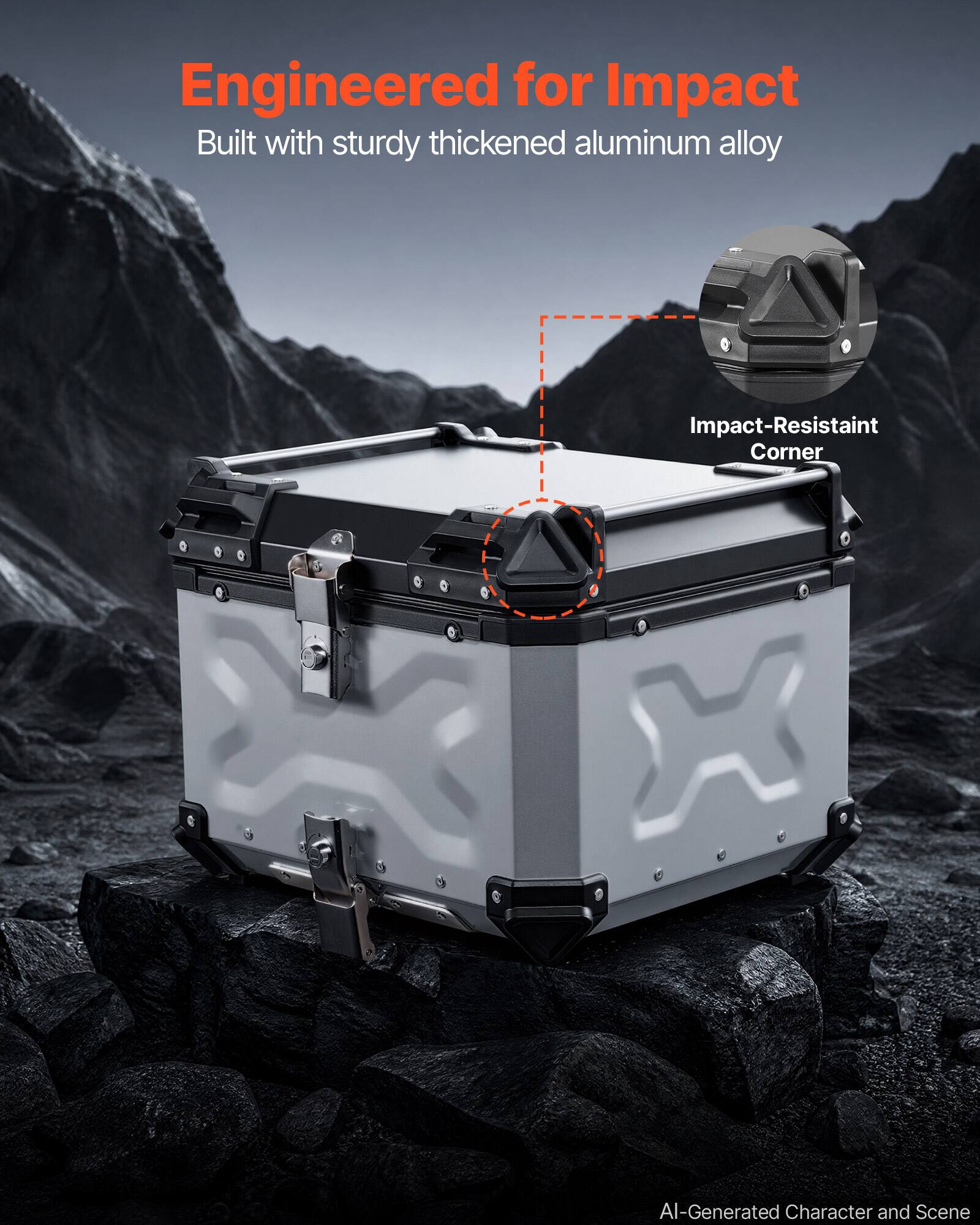 Engineered for Impact  
Built with sturdy thickened aluminum alloy  
Impact-Resistant Corner  
AI-Generated Character and Scene