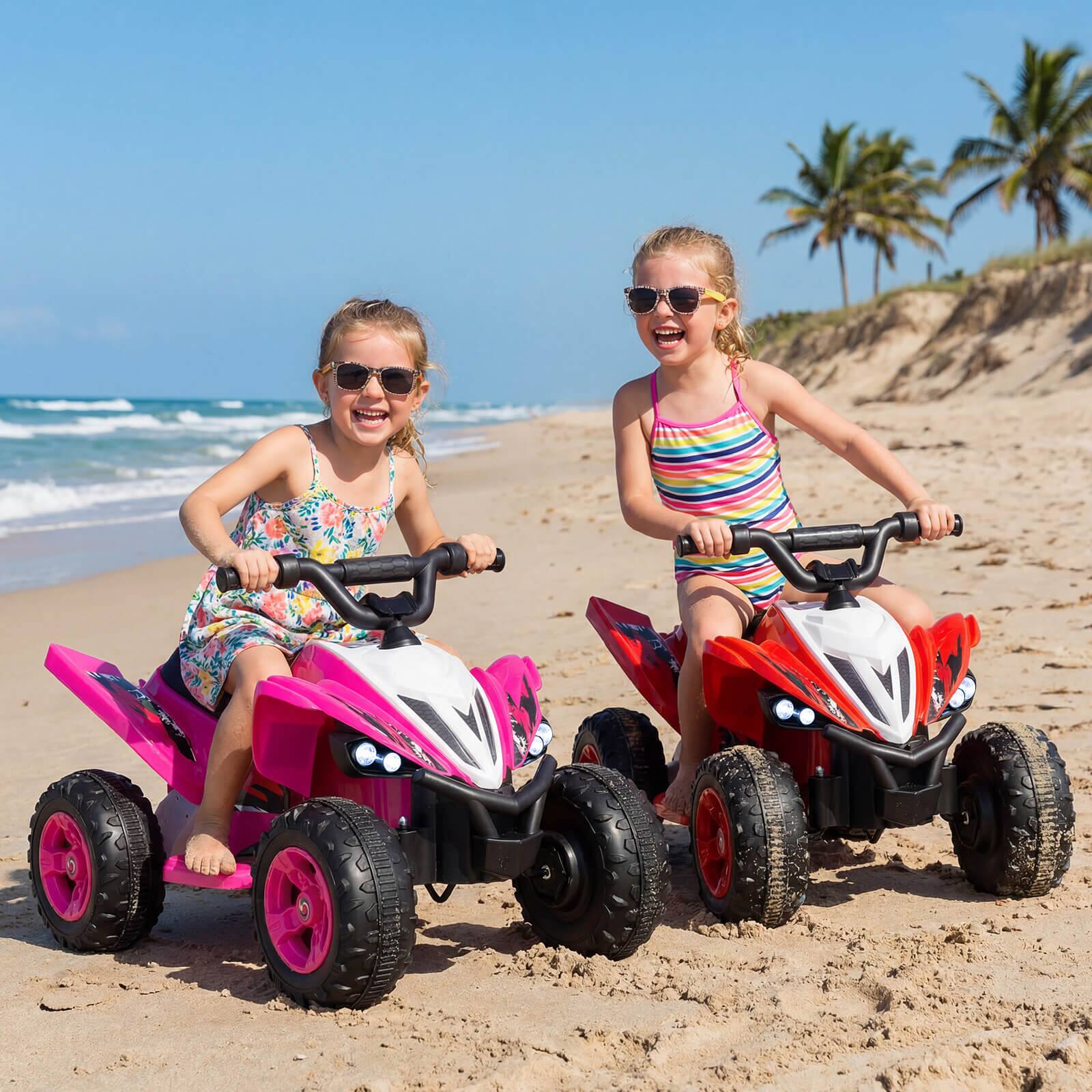 Alt View 3. Costway - Costway 12V Quad 4 Wheeler Ride on Toy with Music, Light, USB Port, Wireless Connection - Pink.