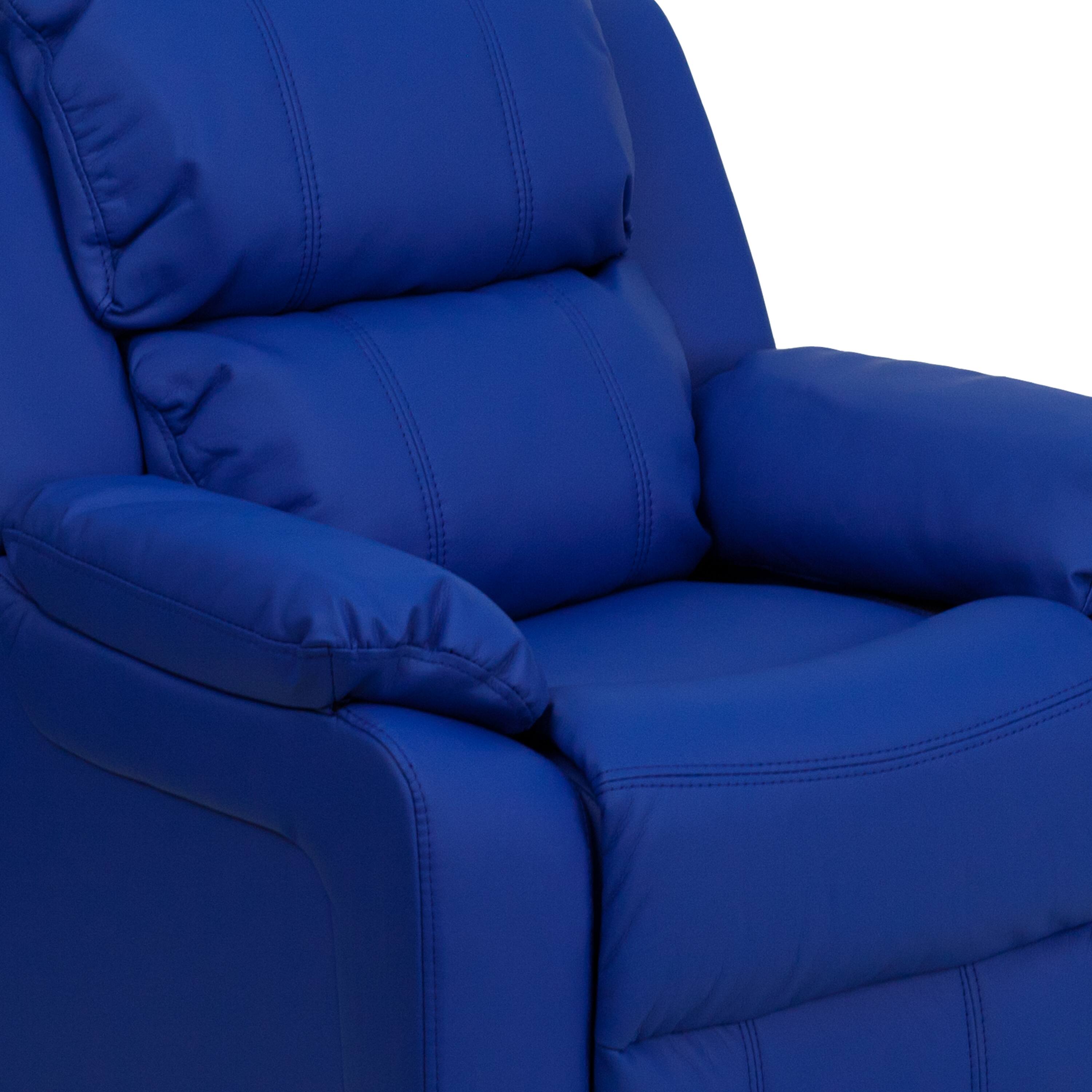 Alt View 9. Emma + Oliver - Deluxe Padded Contemporary Kids Recliner with Storage Arms - Blue Vinyl.