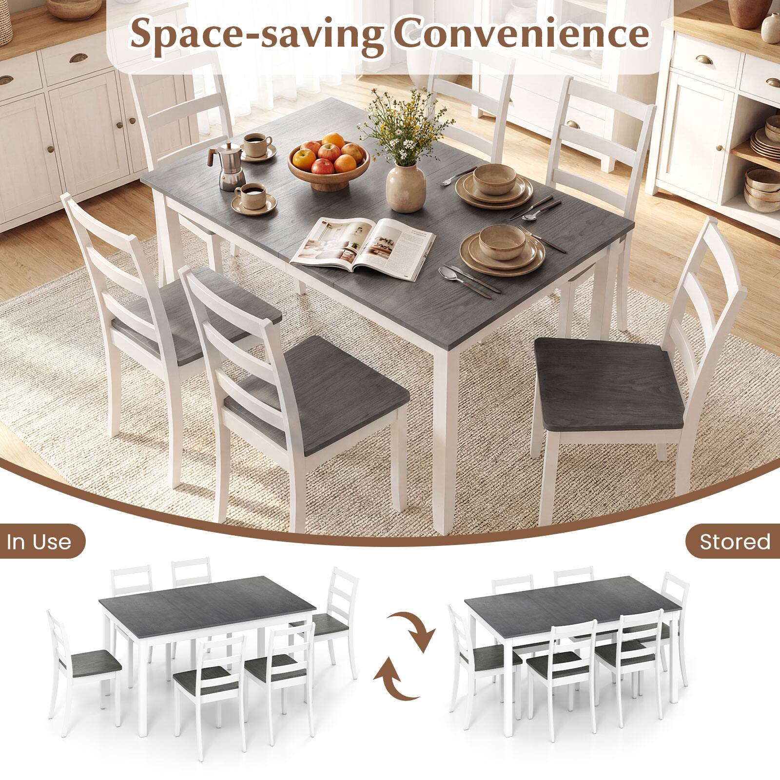 Space-saving Convenience

In Use

Stored