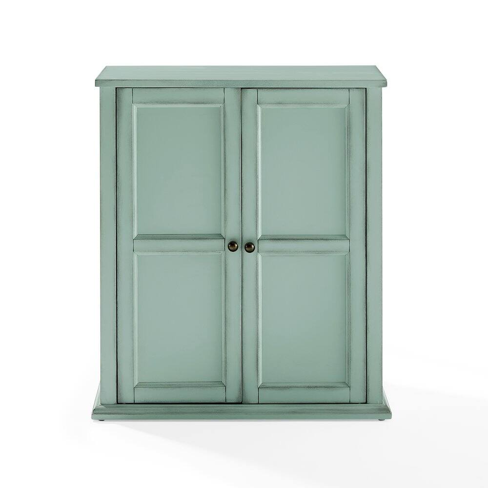 Alt View 1. Crosley Furniture - Holbrook Stackable Kitchen Storage Pantry - Distressed Seafoam Blue.