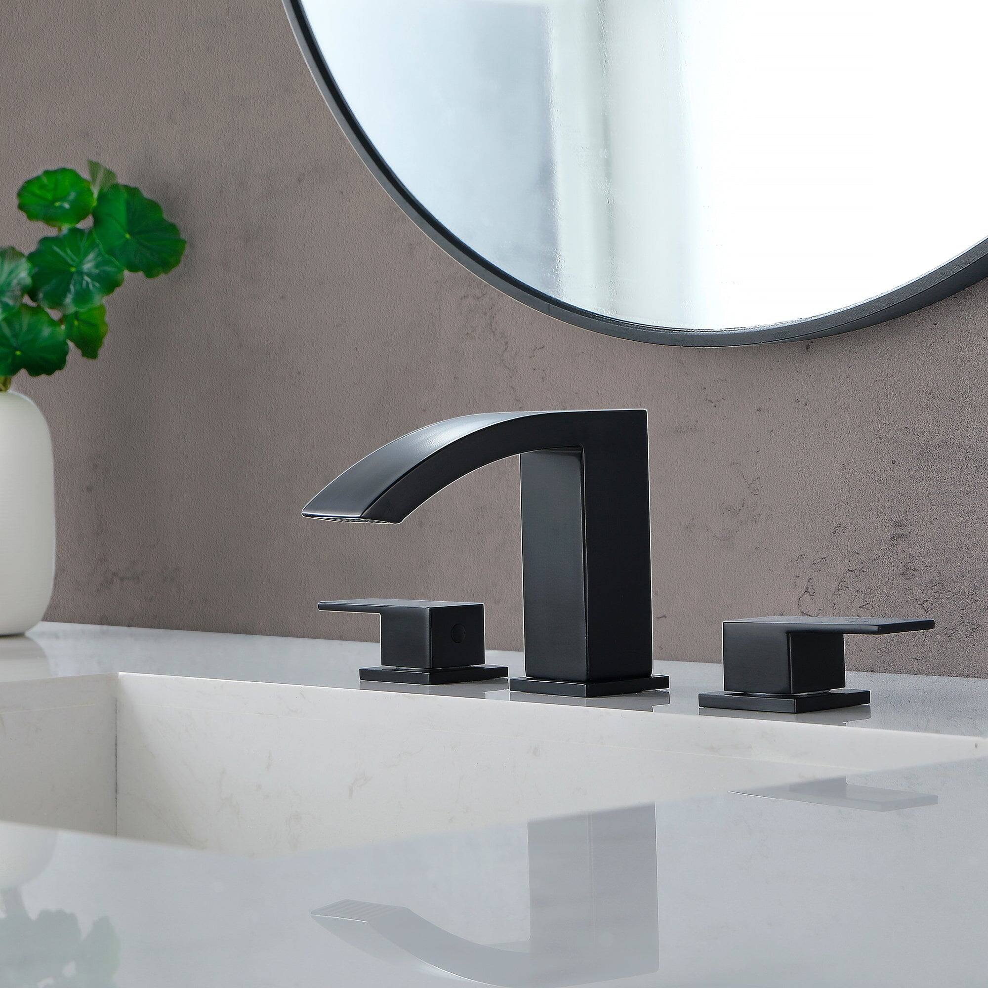 Alt View 9. Boyel Living - 8 in Widespread Double Handle 1.2 GPM Bathroom Faucet with Quick Connect Hose and Pop Up Drain in Matte Black - Matte Black.