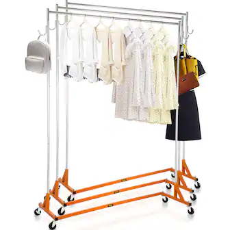 VEVOR - Z Rack, Industrial Grade Z Base Garment Rack, Height Adjustable Rolling Z Garment Rack,Sturdy Steel Z Base Clothing Rack - Orange