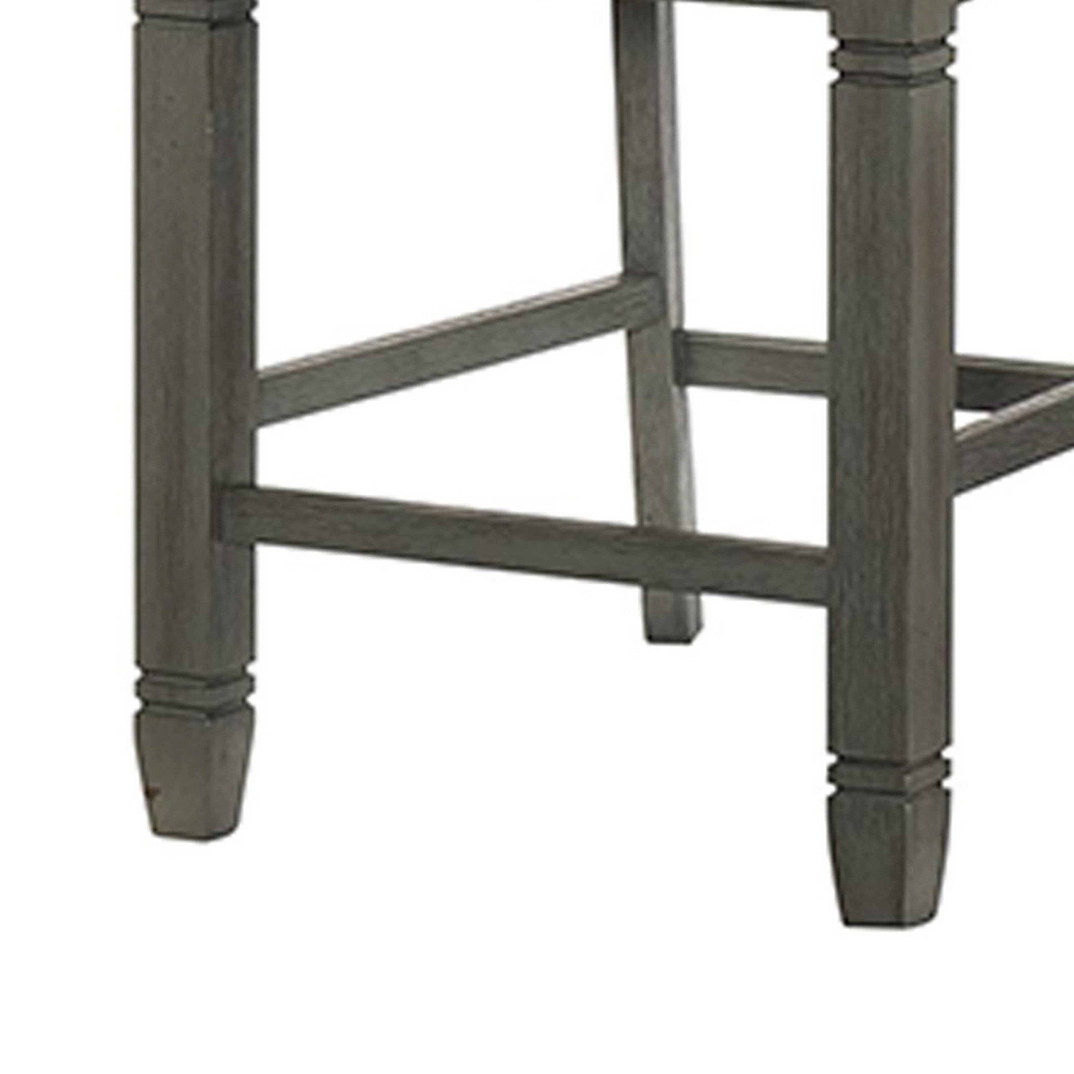 Alt View 3. Manhattan Lane - 26 Inch Counter Height Chair Set of 2, Slat Back, Fabric Seat - Gray.